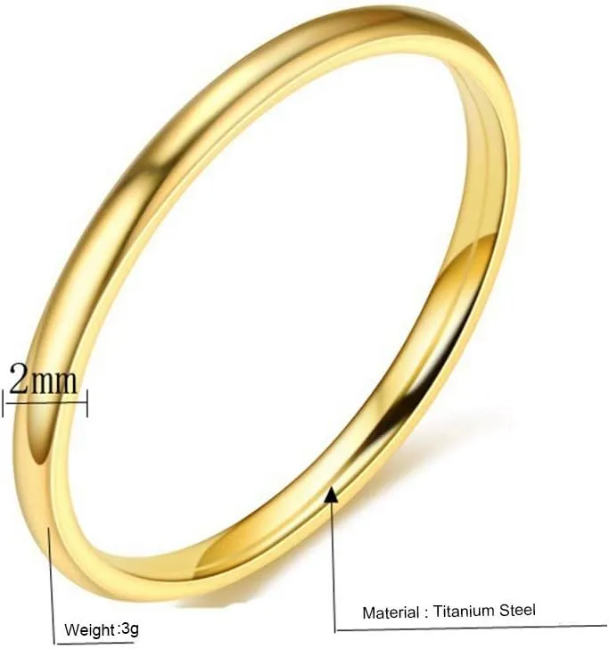 1mm Wedding Band Stainless Steel Plain Rings for Women Simple Thin Stacking Thumb Rings Fashion Midi Finger Ring