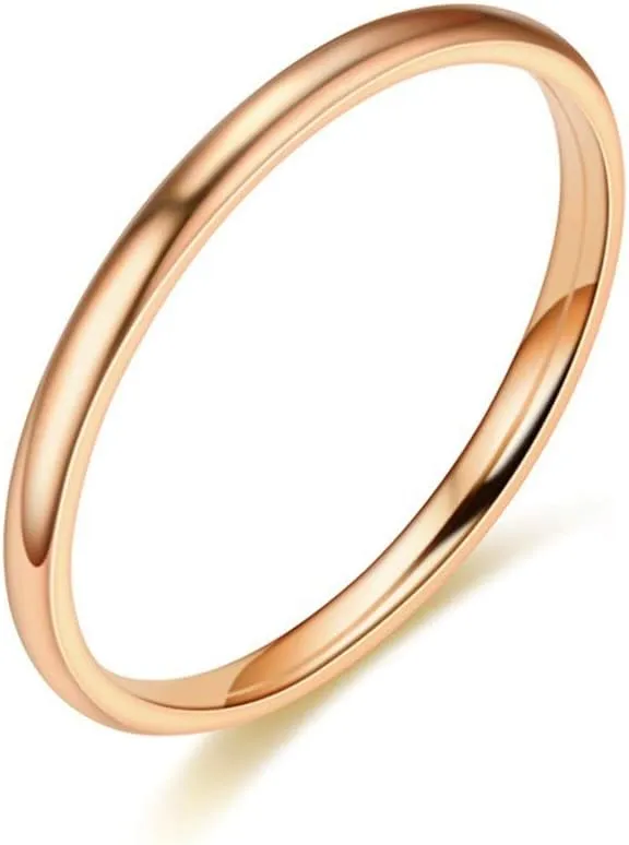 1mm Wedding Band Stainless Steel Plain Rings for Women Simple Thin Stacking Thumb Rings Fashion Midi Finger Ring