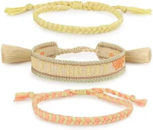 3PCS/Set Handmade Woven Bracelets Set Adjustable Butterfly Bracelets,Y