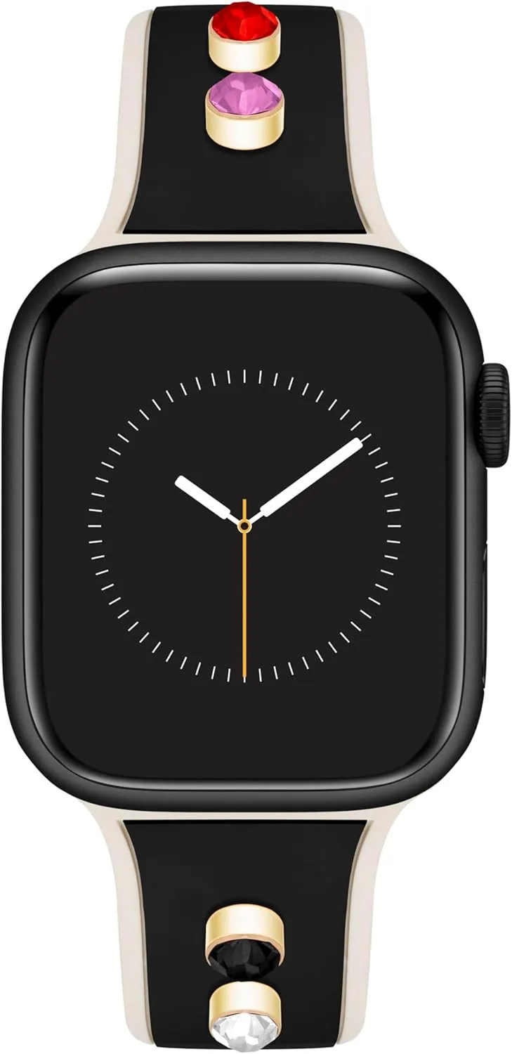 Anne Klein Silicone Fashion Band for Apple Watch, Secure, Adjustable, Apple Watch Band, Fits Most Wrists