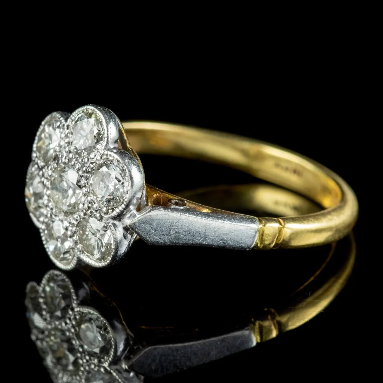 Antique Edwardian Diamond Daisy Ring 1.10ct Of Diamond Circa 1910