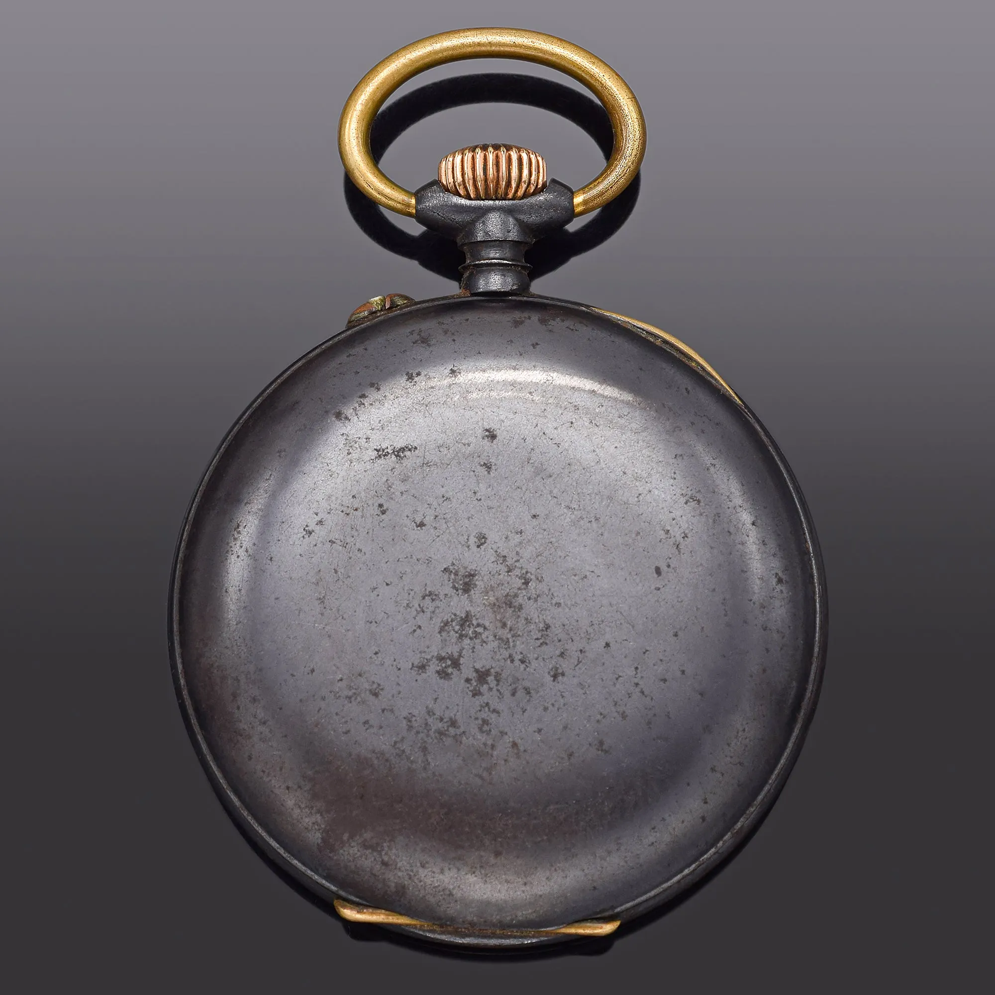 Vintage Swiss Triple Calendar Moon Phase Stee Acier Garanti Pocket Watch