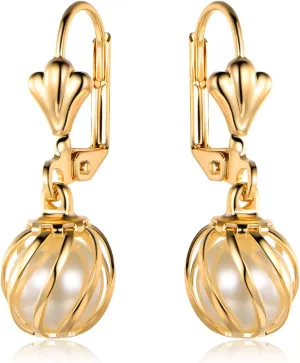 Barzel 18K Gold Plated Pearl Dangling Drop Earrings