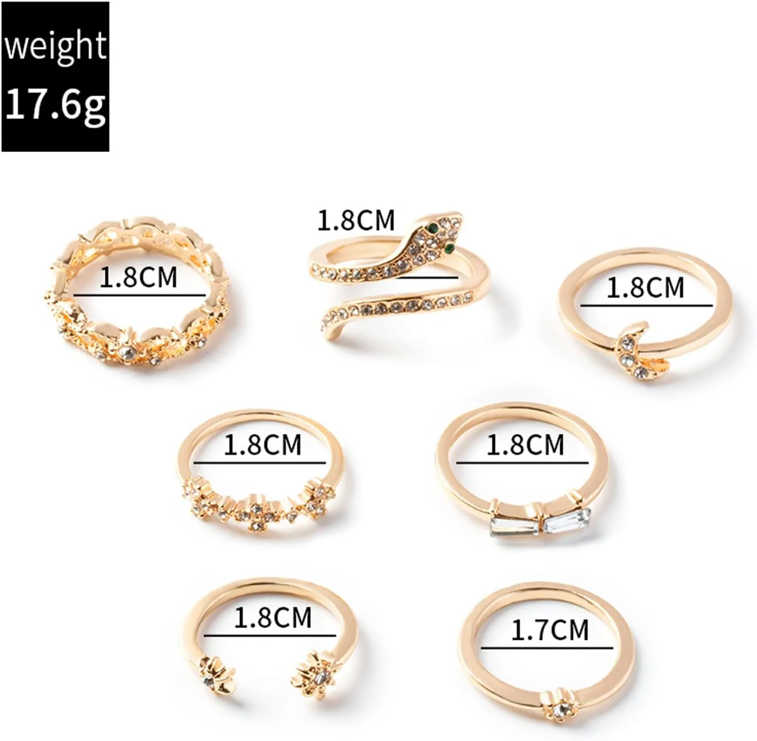 Boho Gold Stackable Ring Sets for Teen Girls,Retro Rhinestone Snake Moon Star Finger Rings Set,Knuckle Rings Trendy Stuff for Women Gold Silver Rings Set
