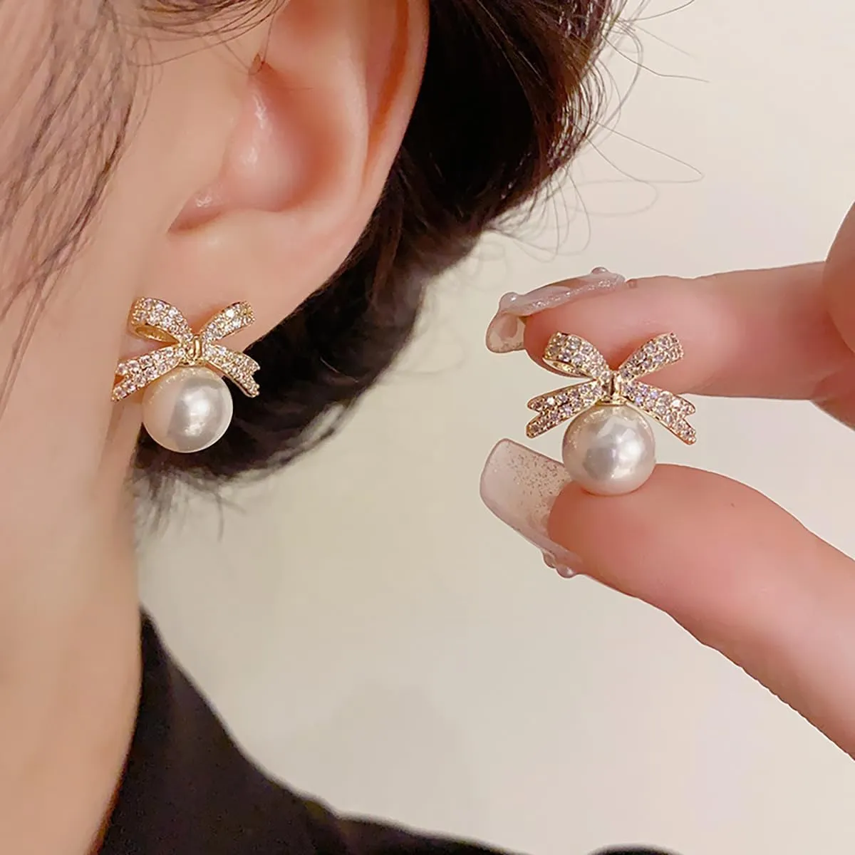 Bow Pearl Earrings for Women, Valentines Day Gifts Trendy Ribbon Earring Gift Ideas Wife Girlfriend Valentine Birthday Wedding Christmas Jewelry