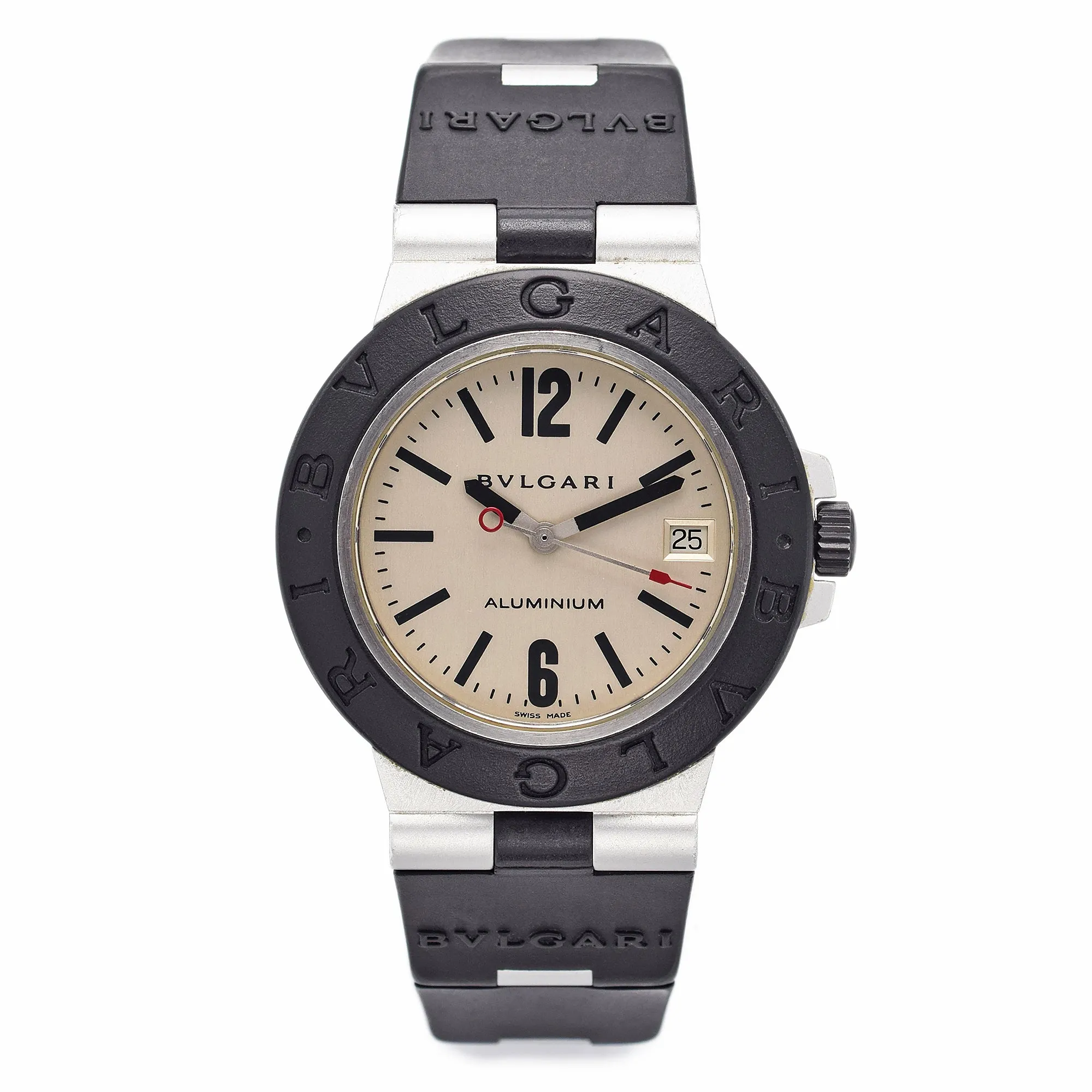Bvlgari Mens 38mm AL38A Aluminum Automatic Date Watch – Sleek & Modern Design