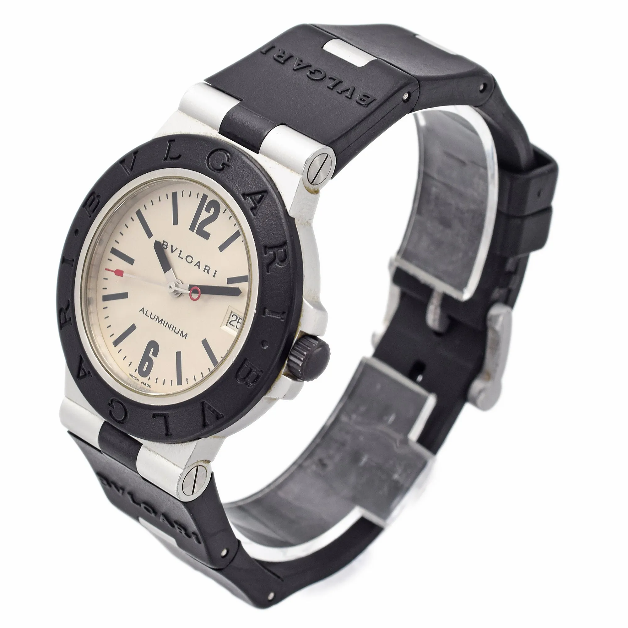 Bvlgari Mens 38mm AL38A Aluminum Automatic Date Watch – Sleek & Modern Design