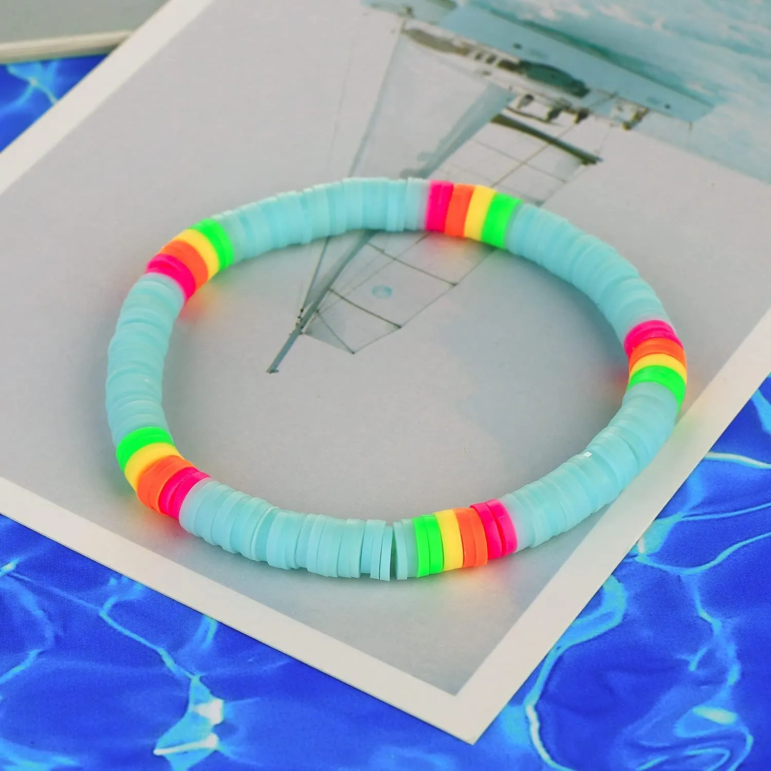 CQUAN CHI Friendship Bracelets Heishi Beaded Stretch Bracelets Vintage Bracelets For Women