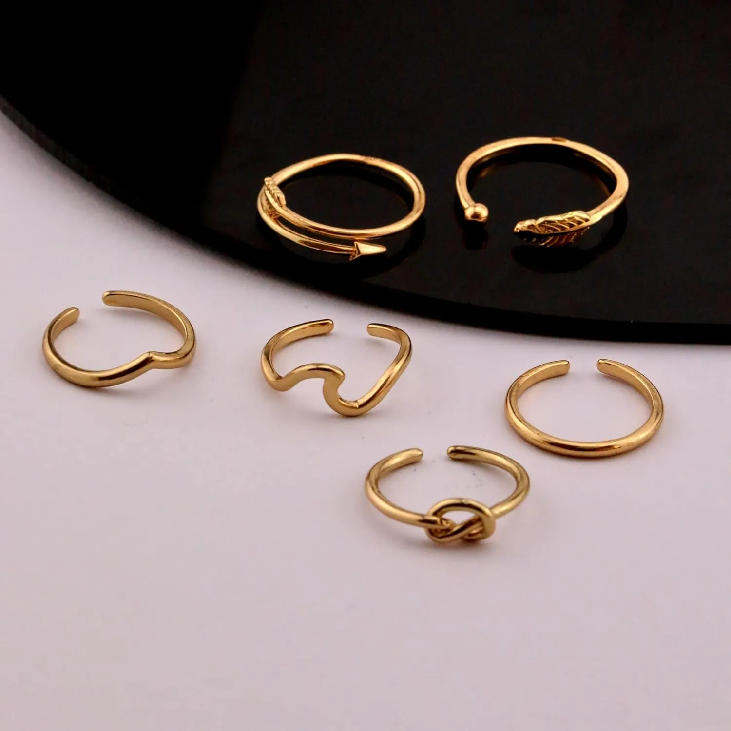 CSIYANJRY99 6Pcs Gold Toe Rings for Women 14k Gold Open Adjustable Toe Rings Set Heart Butterfly Arrow Tail Rings Summer Beach