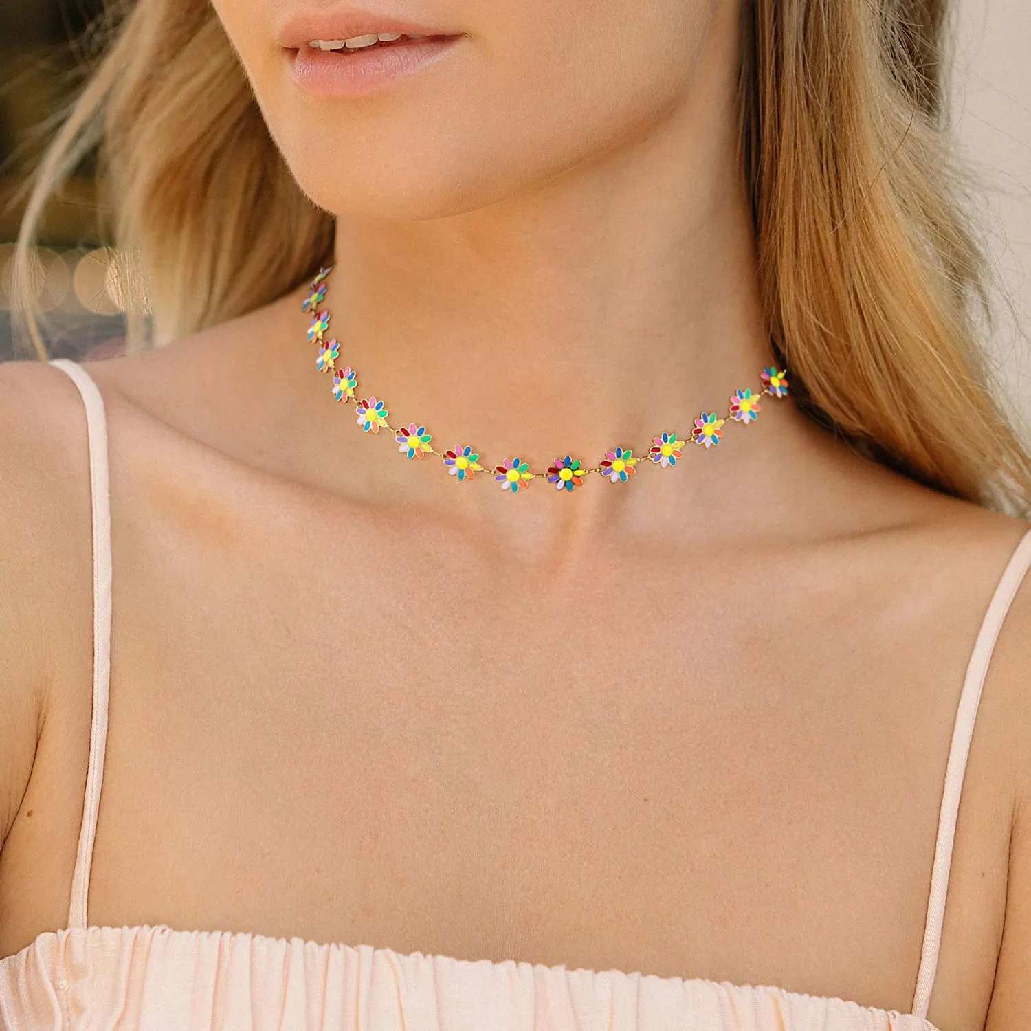 Flower Necklace Sun Choker Necklace for Women MenGold-Plated Birth Necklace Jewelry