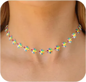 Flower Necklace Sun Choker Necklace for Women MenGold-Plated Birth Necklace Jewelry