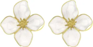 Gold Flower Earrings - Large Floral Statement Earrings for Women - Chunky Jewelry Gift