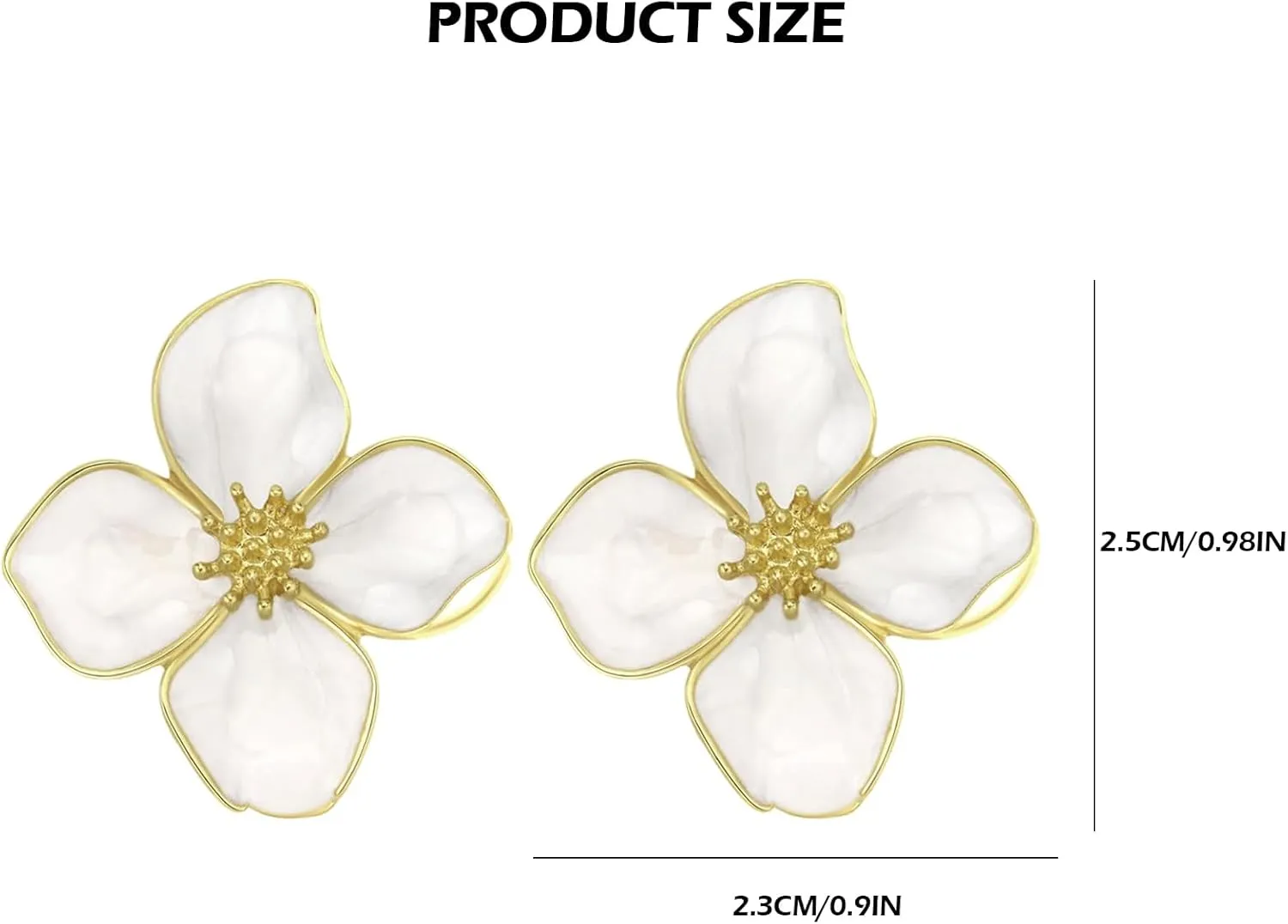 Gold Flower Earrings - Large Floral Statement Earrings for Women - Chunky Jewelry Gift