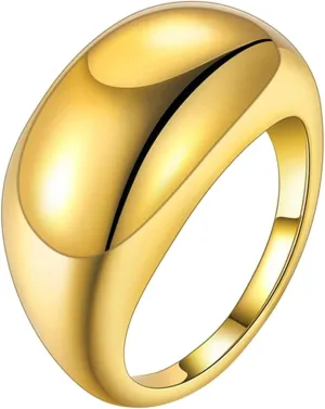 Gold Plated Chunky Bands for Women,Stackable Gold Sliver Dome Statement Thumb Ring Minimalist Jewelry Gifts for Mother's Day