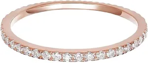 Gold Plated Solid 925 Sterling Silver Wedding Band for Her,Cubic Zirconia Statement Ring Simulated Diamond Stackable Ring