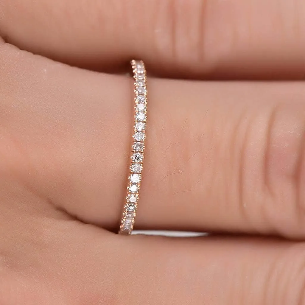 Gold Plated Solid 925 Sterling Silver Wedding Band for Her,Cubic Zirconia Statement Ring Simulated Diamond Stackable Ring
