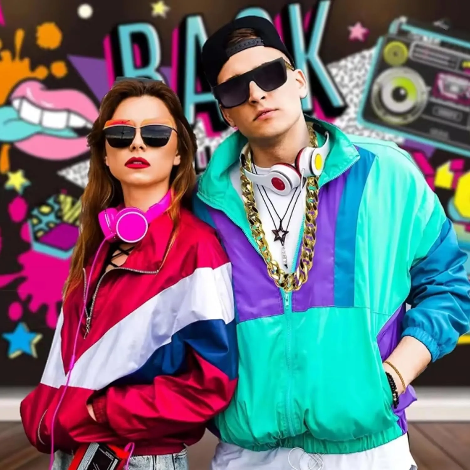 Hip Hop Costume Kit Gold Rapper Hat Sunglasses Gold Dollar Sign Pendant Necklaces 80s/90s Rapper Accessories
