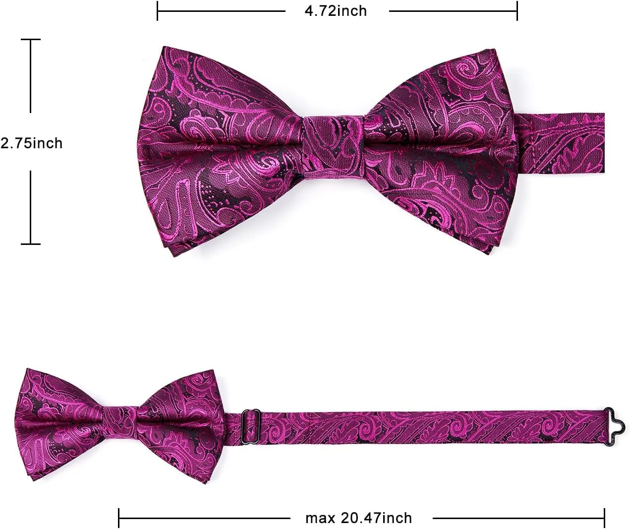 HISDERN Bow Ties for Men Pre-Tied Bow Tie Floral Paisley Handkerchief Classic Formal Bowtie and Pocket Square Cufflinks Set