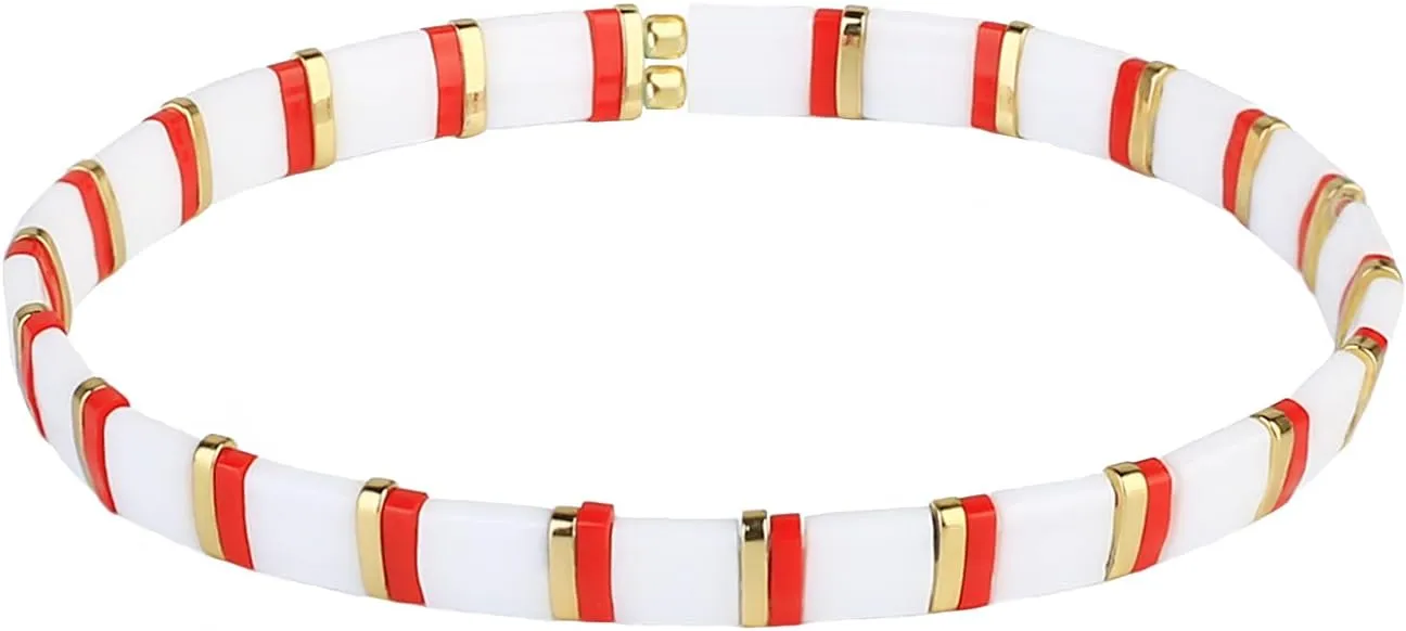 KELITCH Colorful Friendship Bracelets Tila Boho Stretch Bracelets Stackable Summer Beads Bracelets - 03I