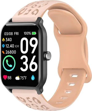 Leopard Engraved Band for IDW13,IDW16,IDW19 Smartwatch Bands,22mm Silicone Replacement Straps for Fitpolo IDW13/Woneligo W13/ENOMIR IDW19/MILOUZ IDW19/Gydom IDW19/Faweio IDW19 Women Men