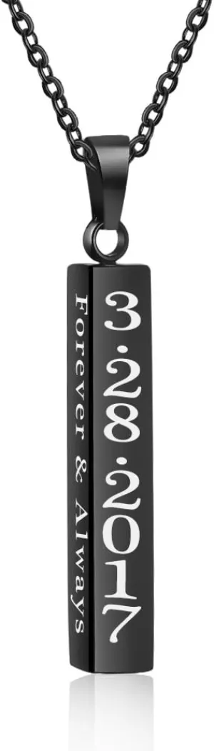 Love Jewelry Personalized Couple Stainless Steel Necklace Engraved Initial Name Vertical Bar Necklace Birthday Gift