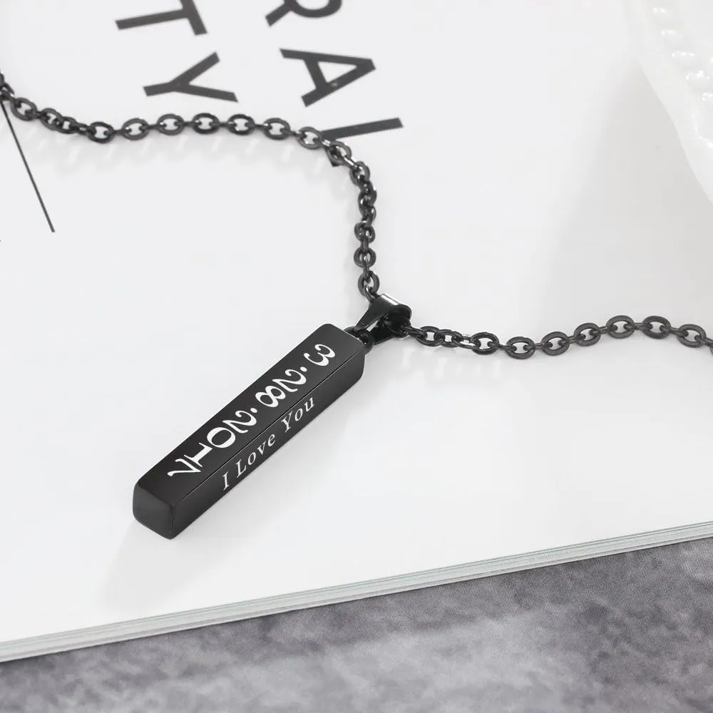 Love Jewelry Personalized Couple Stainless Steel Necklace Engraved Initial Name Vertical Bar Necklace Birthday Gift