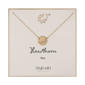 May Birth Flower Necklace for Women, 14K Gold Filled Hawthorn Pendant Necklace, Personalized May Birthday Gift, Personalized Birth Month Flower Jewelry