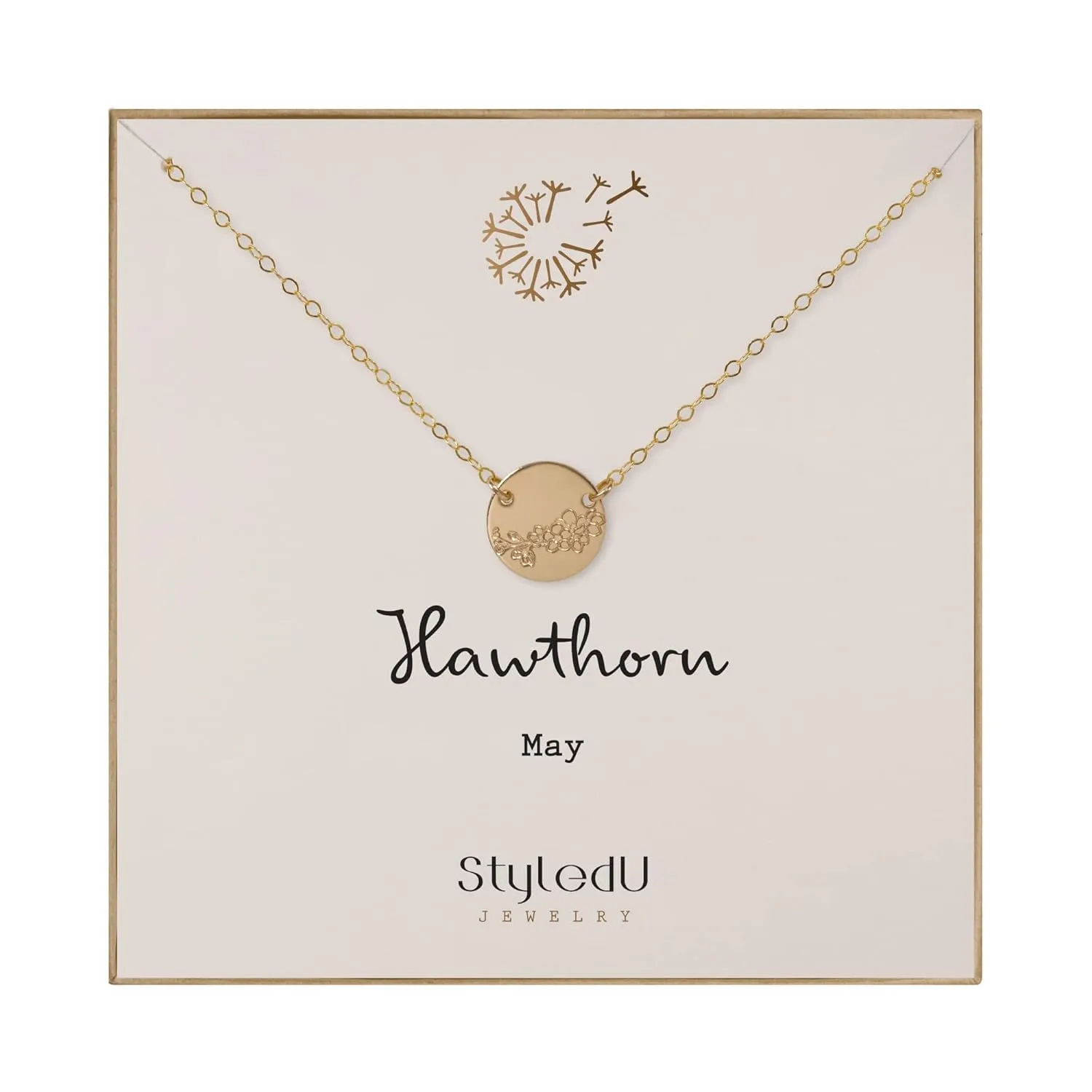 May Birth Flower Necklace for Women, 14K Gold Filled Hawthorn Pendant Necklace, Personalized May Birthday Gift, Personalized Birth Month Flower Jewelry
