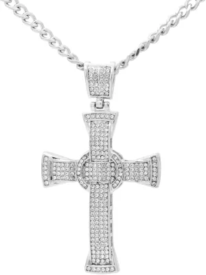 Mens and Womens Hip Hop Iced Out Rhinestones Necklace Alloy Huge Cross Pendant Necklace