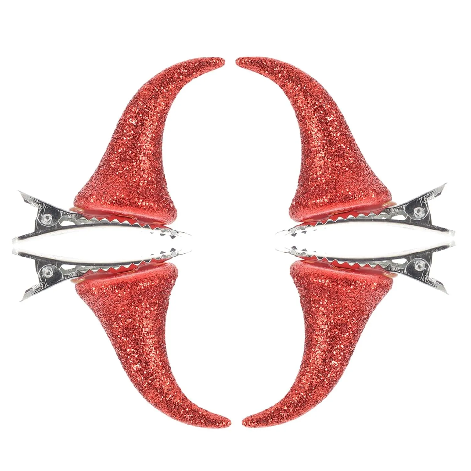 PartyKindom 4Pcs Glitter Devil Horn Hair Clips for Adults Halloween Costume Accessories Easy to Attach Remove for Parties Cosplay