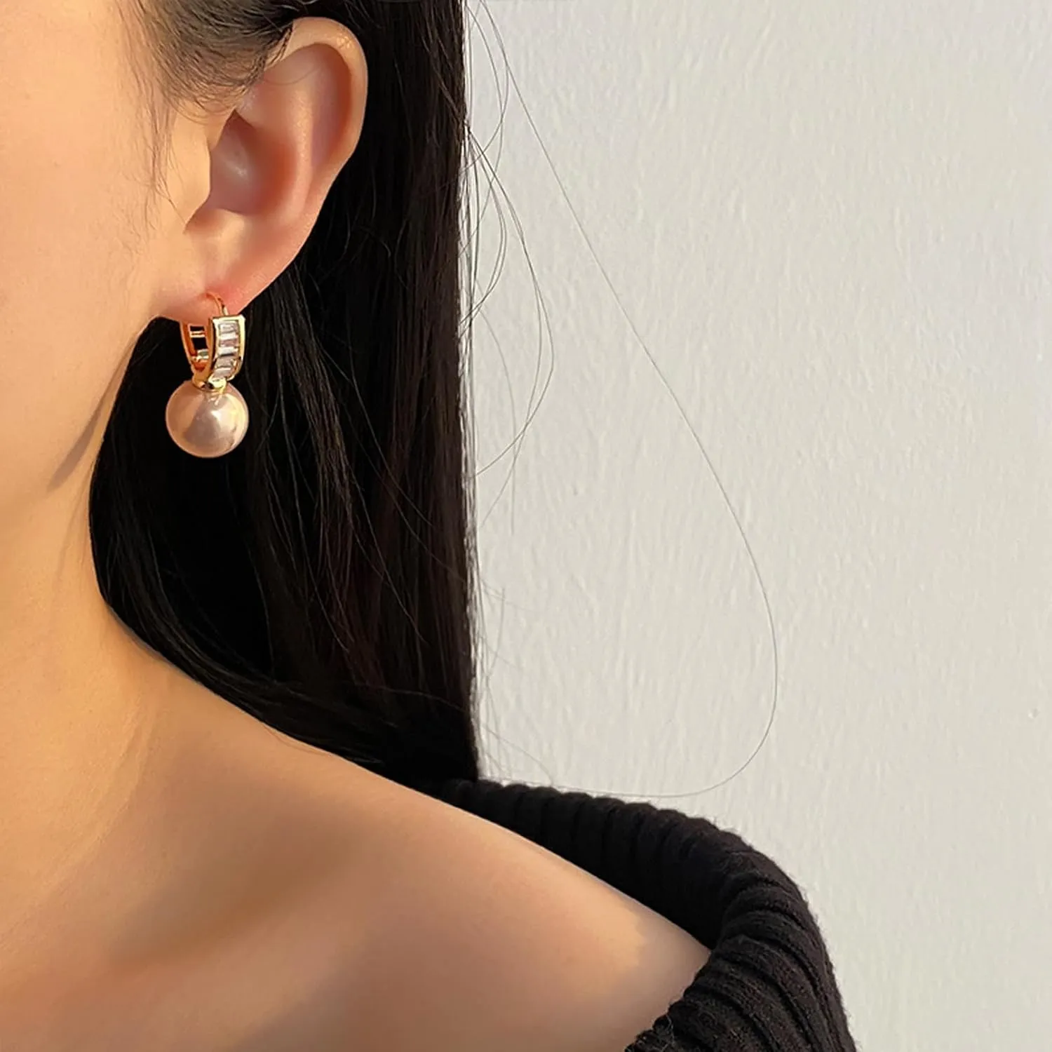 Pearl Wedding Earrings for Brides Pearl Drop Earrings for Women White Round Pearls 14K Gold Plated Bridal Earring for Wedding Rhinestone Pearls Earring Formal Bridesmaid Gifts Trendy Stuff