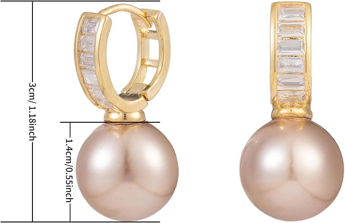 Pearl Wedding Earrings for Brides Pearl Drop Earrings for Women White Round Pearls 14K Gold Plated Bridal Earring for Wedding Rhinestone Pearls Earring Formal Bridesmaid Gifts Trendy Stuff