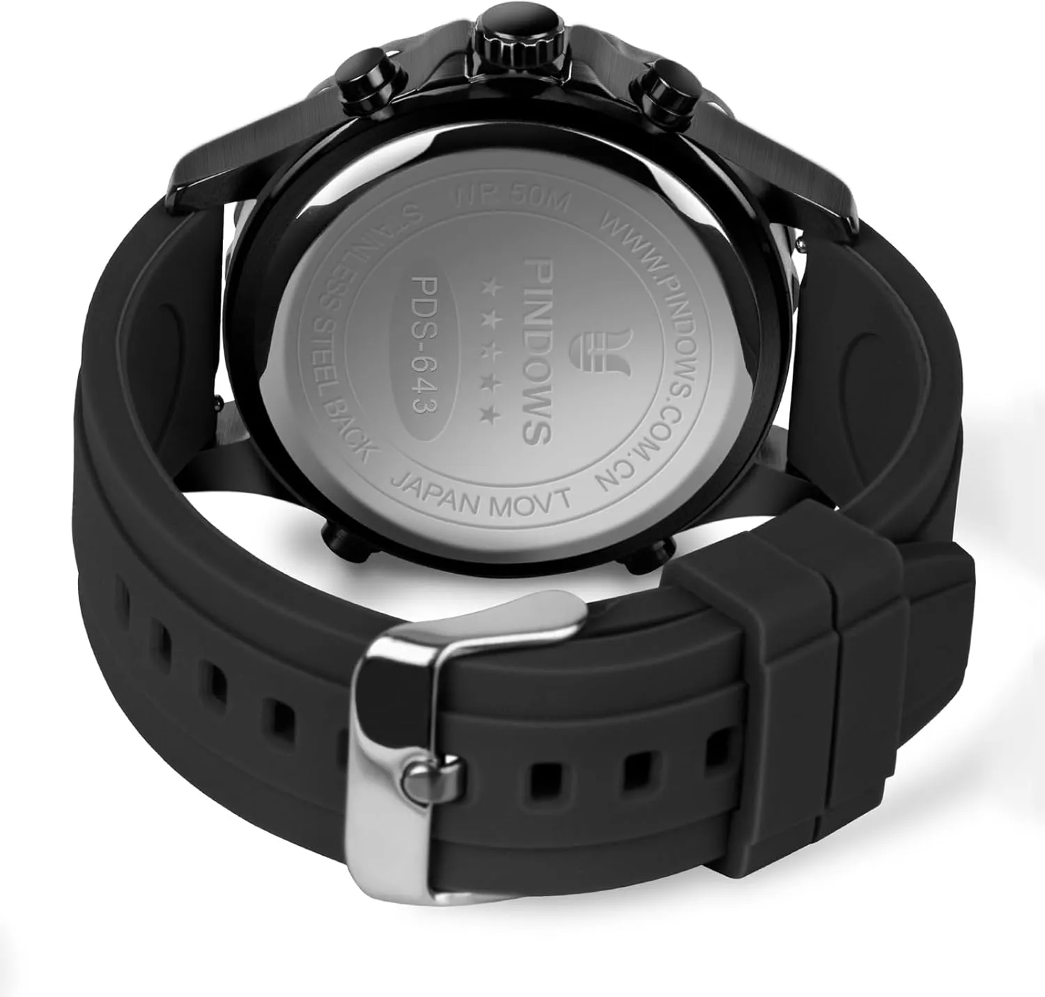 PINDOWS Watch for Men, Waterproof Big Dial Analog Digital Sport Multifunction LED Backlight Fashion Wristwatches, Alarm Stopwatch Calendar