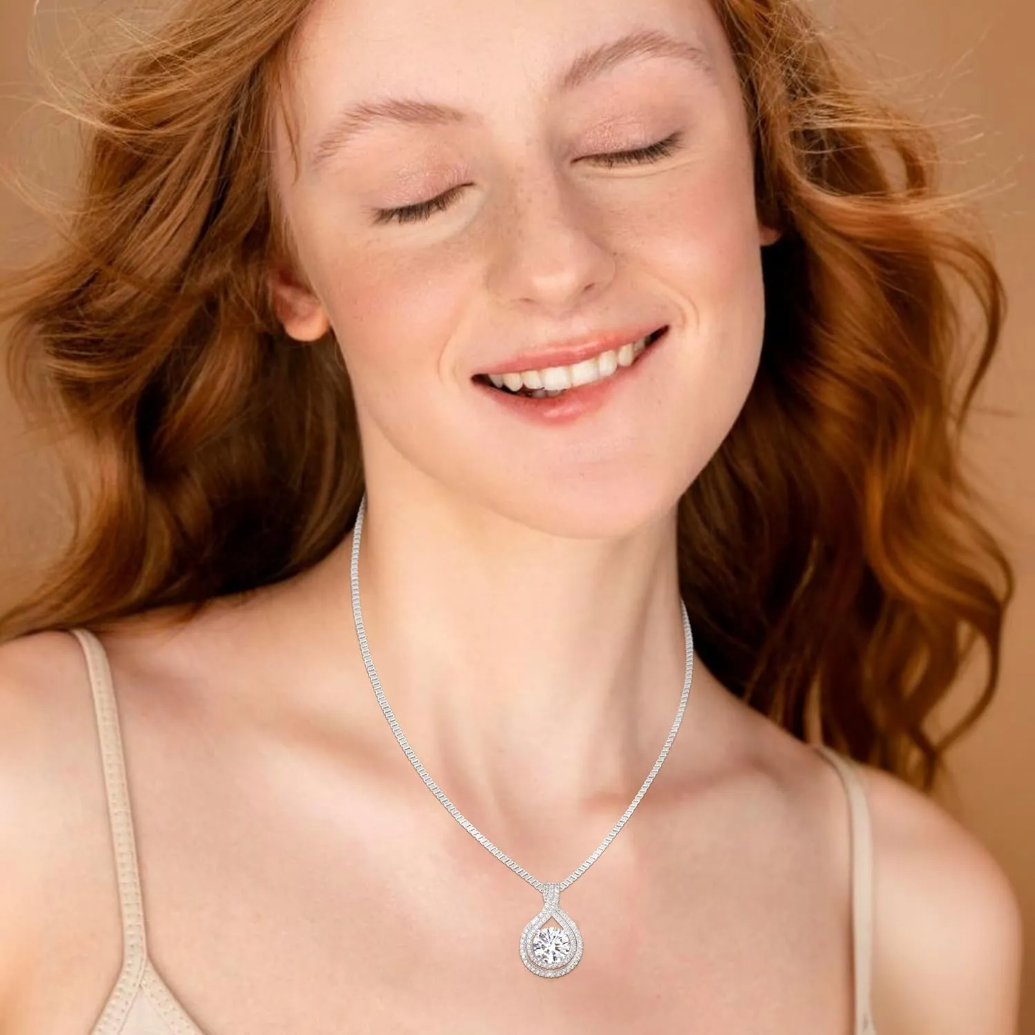 Platinum Plated Certified Moissanite Necklace for Women Gift for Her