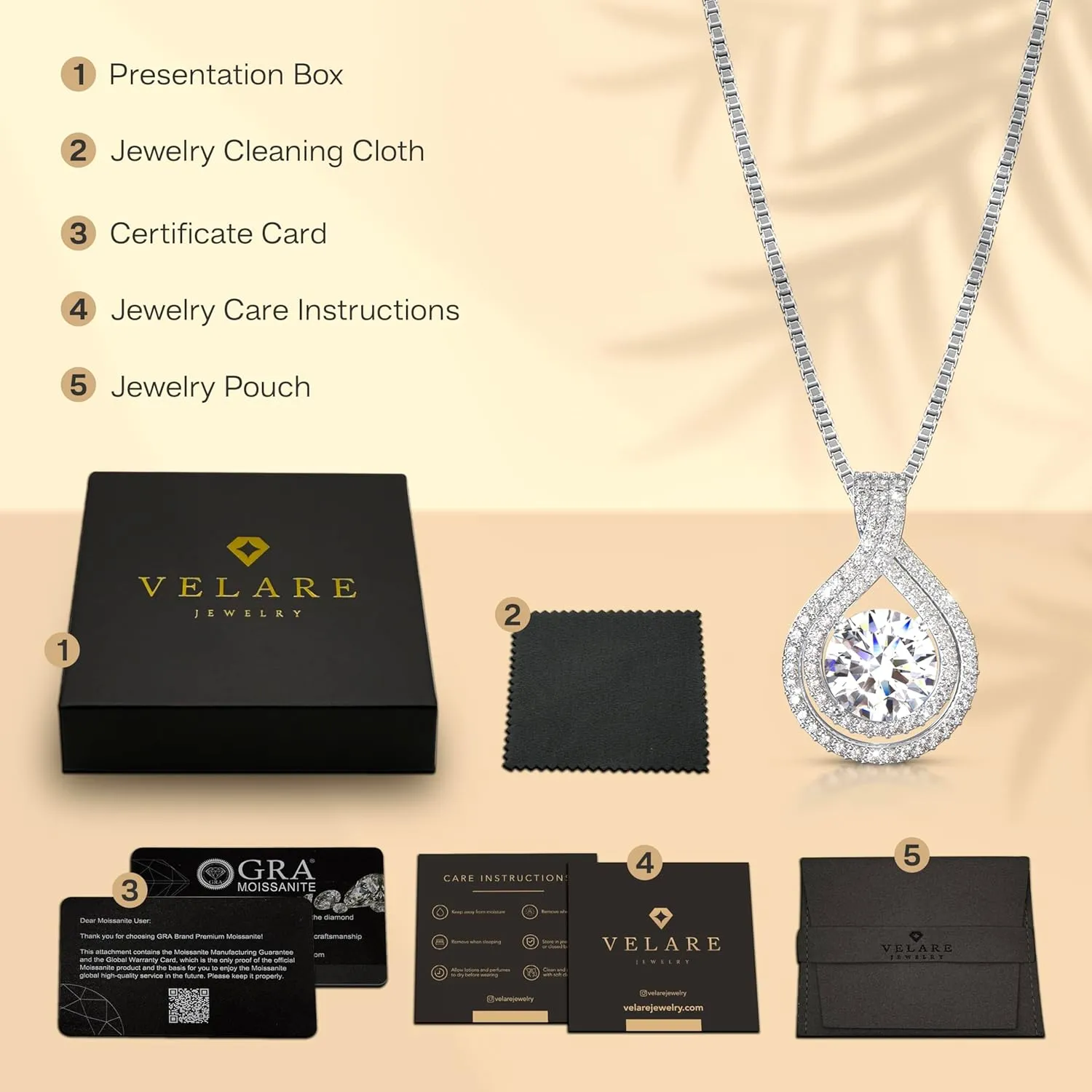 Platinum Plated Certified Moissanite Necklace for Women Gift for Her