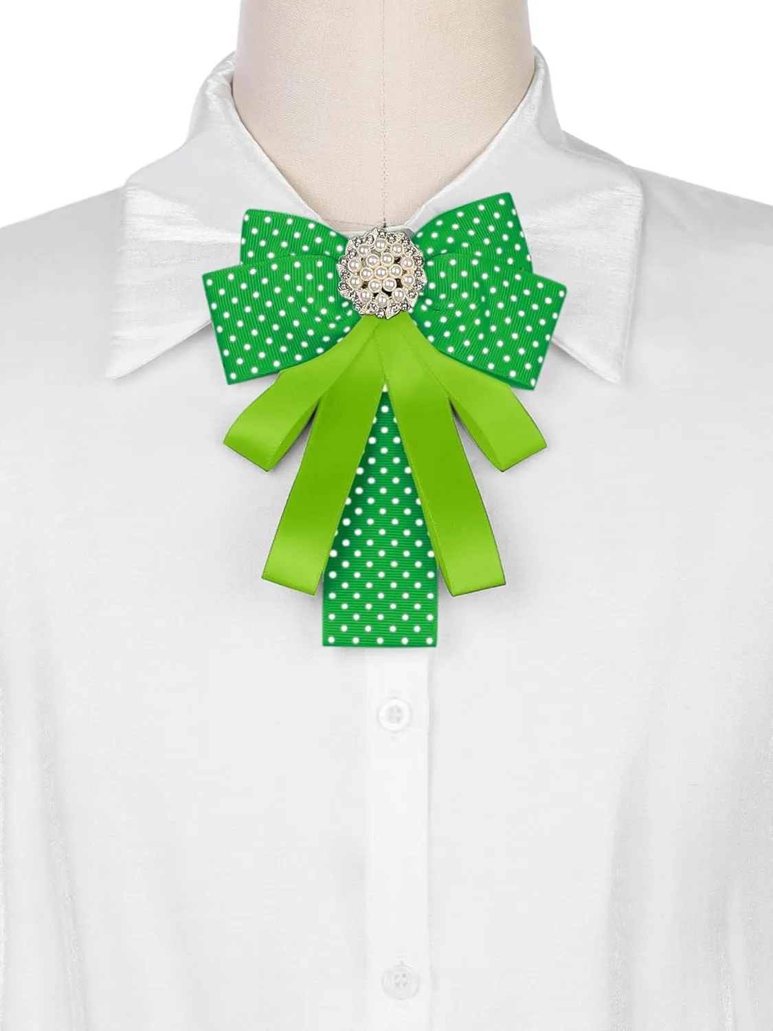 Polka Dots Bow Ties Ribbon Shirt Collar Decoration Brooch Pin