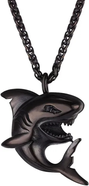 Shark Necklace for Boys Girls Jewelry Sea Ocean Animal Necklace for Women Men Gothic Black Shark Pendant Necklace for Boys Birthday Christmas Gifts