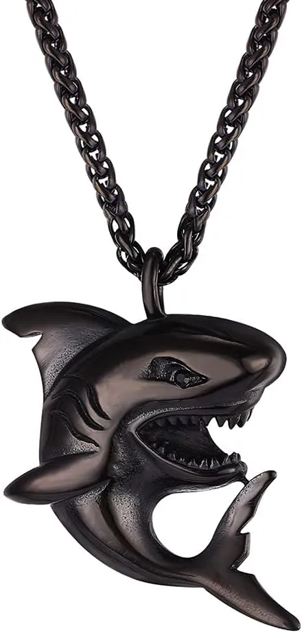 Shark Necklace for Boys Girls Jewelry Sea Ocean Animal Necklace for Women Men Gothic Black Shark Pendant Necklace for Boys Birthday Christmas Gifts