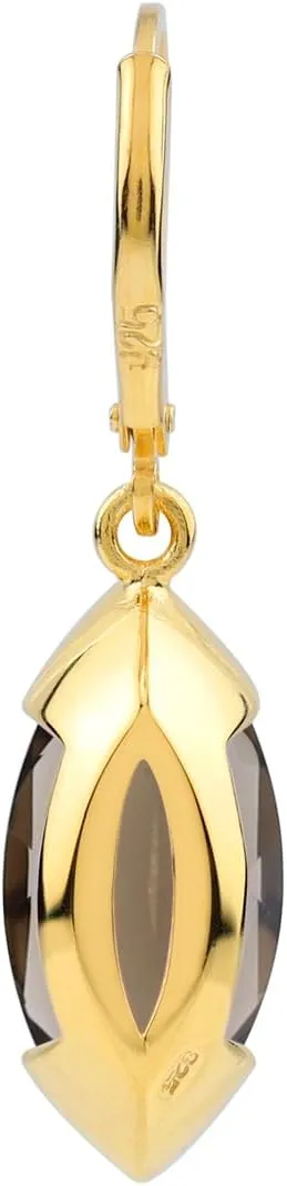 Silvershake 16X8mm Marquise Shape Gemstone White Gold Plated or Yellow Gold Plated 925 Sterling Silver Drop Dangle Leverback Earrings Jewelry for Women Business Attire