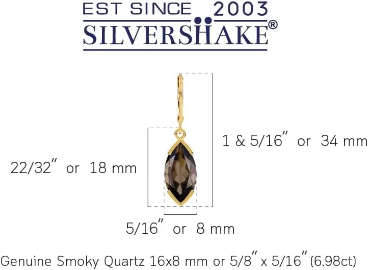 Silvershake 16X8mm Marquise Shape Gemstone White Gold Plated or Yellow Gold Plated 925 Sterling Silver Drop Dangle Leverback Earrings Jewelry for Women Business Attire