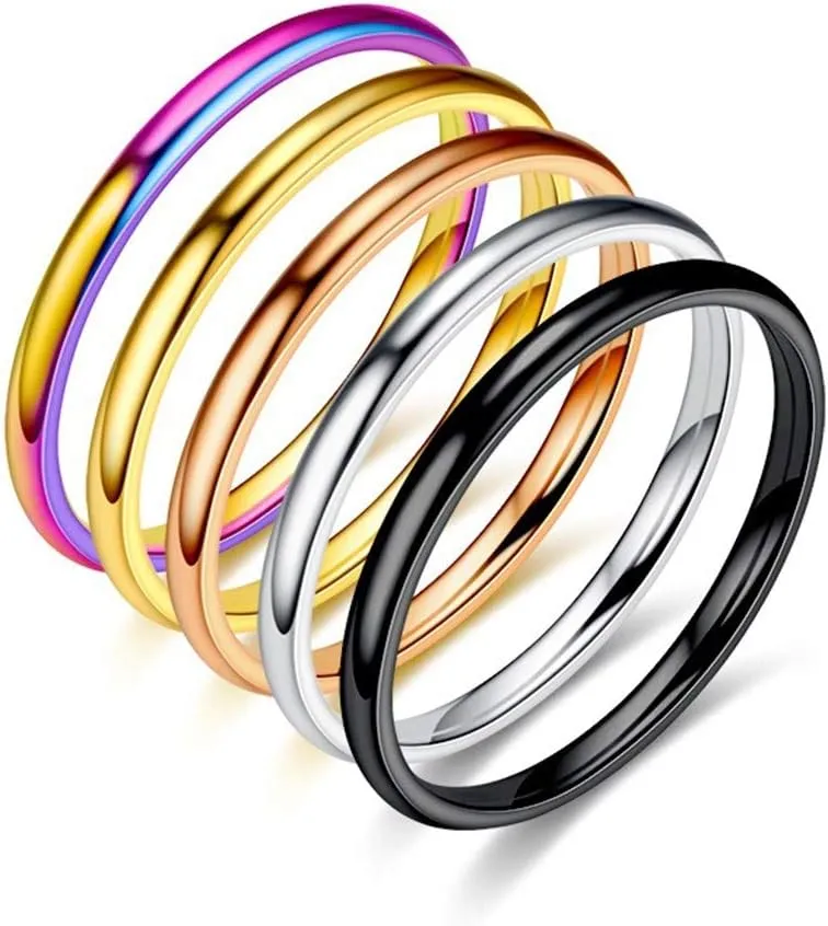Stainless Steel Simple Promise Statement Ring for Women Men Fashion Plain Midi Thumb Dainty Thin Stackable Band