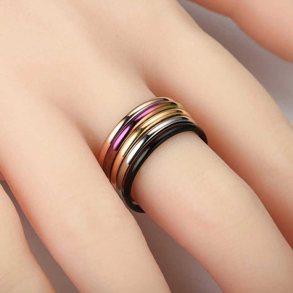 Stainless Steel Simple Promise Statement Ring for Women Men Fashion Plain Midi Thumb Dainty Thin Stackable Band
