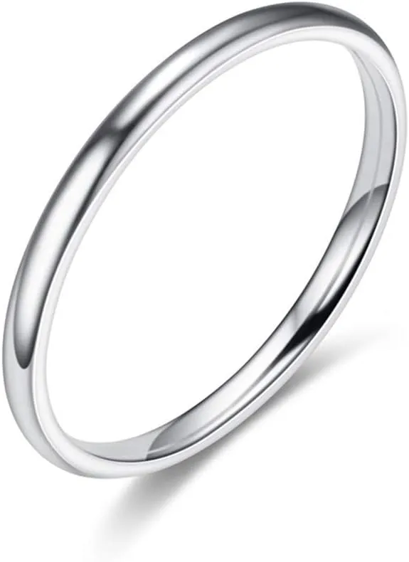 Stainless Steel Simple Promise Statement Ring for Women Men Fashion Plain Midi Thumb Dainty Thin Stackable Band