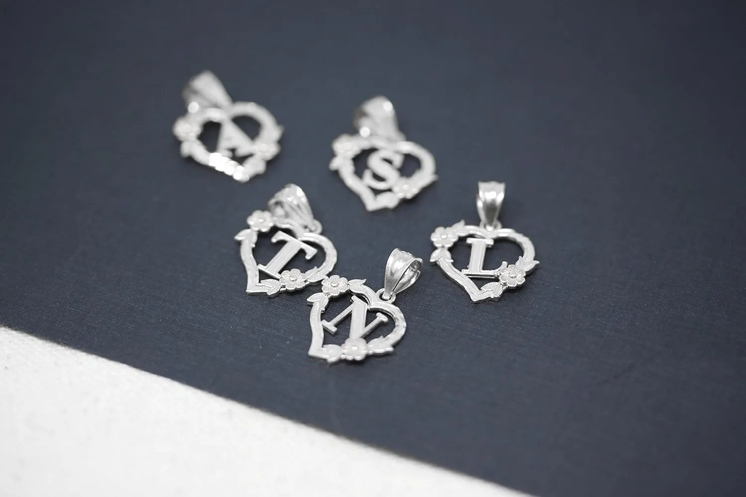 Sterling Silver Initial Heart Pendant for Women - Letter Pendant for Women