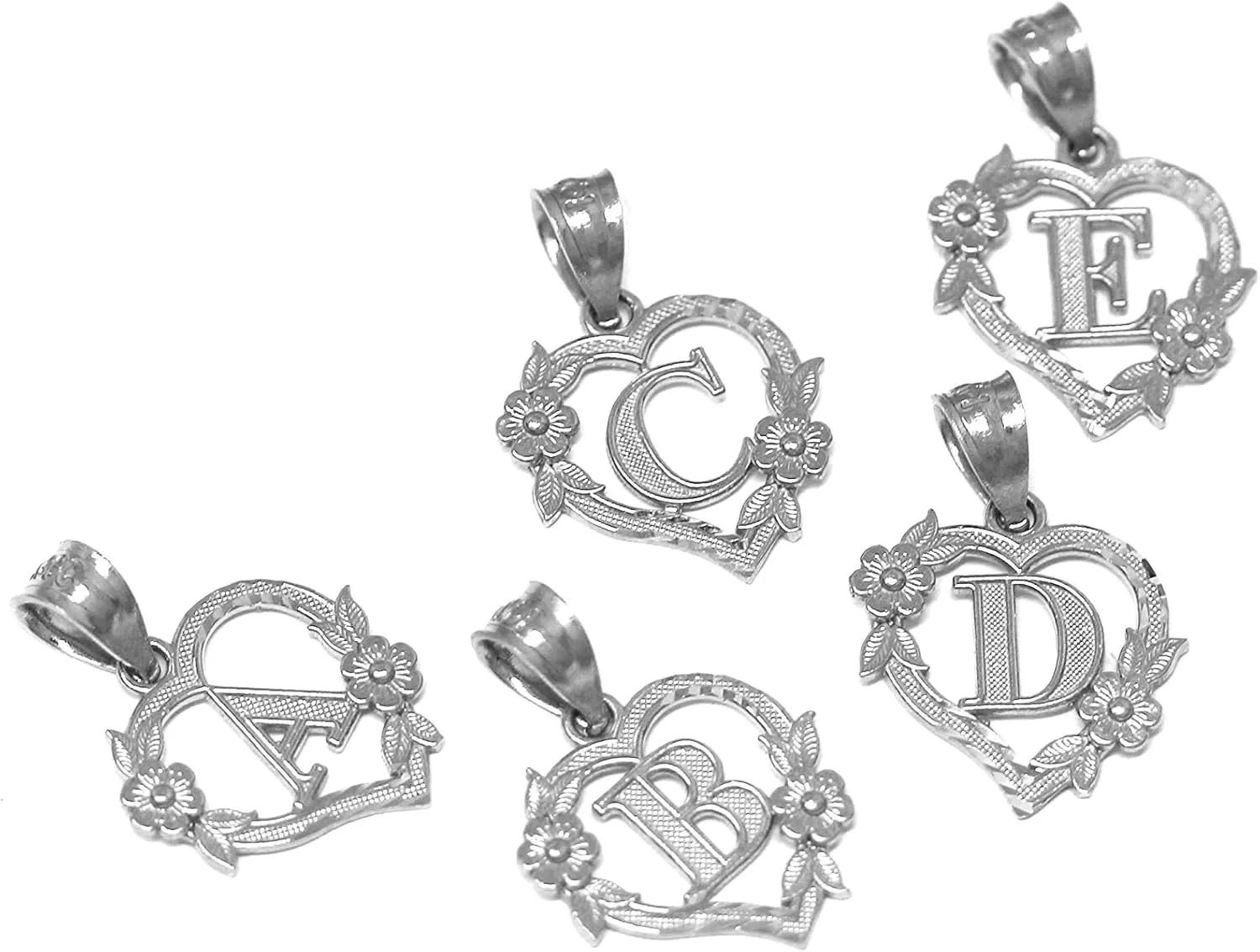 Sterling Silver Initial Heart Pendant for Women - Letter Pendant for Women