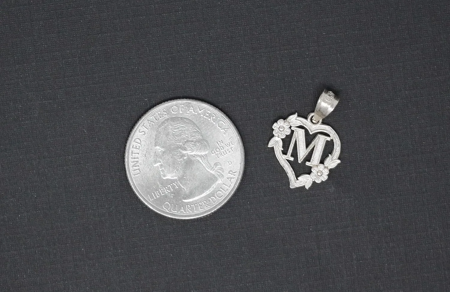 Sterling Silver Initial Heart Pendant for Women - Letter Pendant for Women