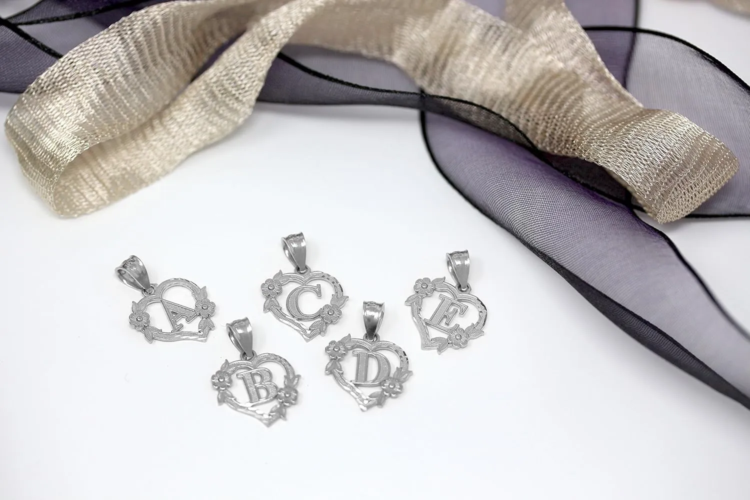 Sterling Silver Initial Heart Pendant for Women - Letter Pendant for Women
