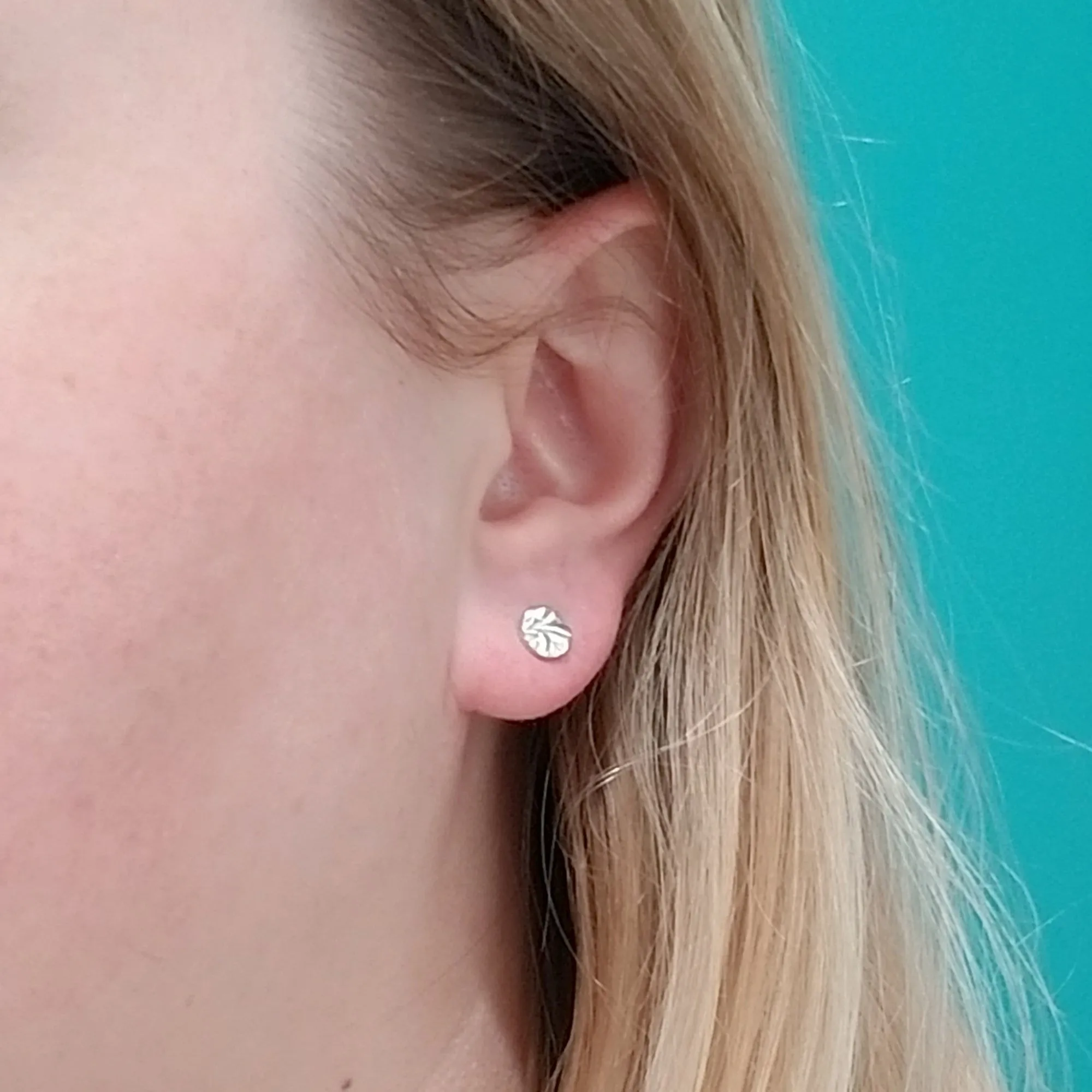 Sterling Silver Stieff Rose Spoon Stud Earrings