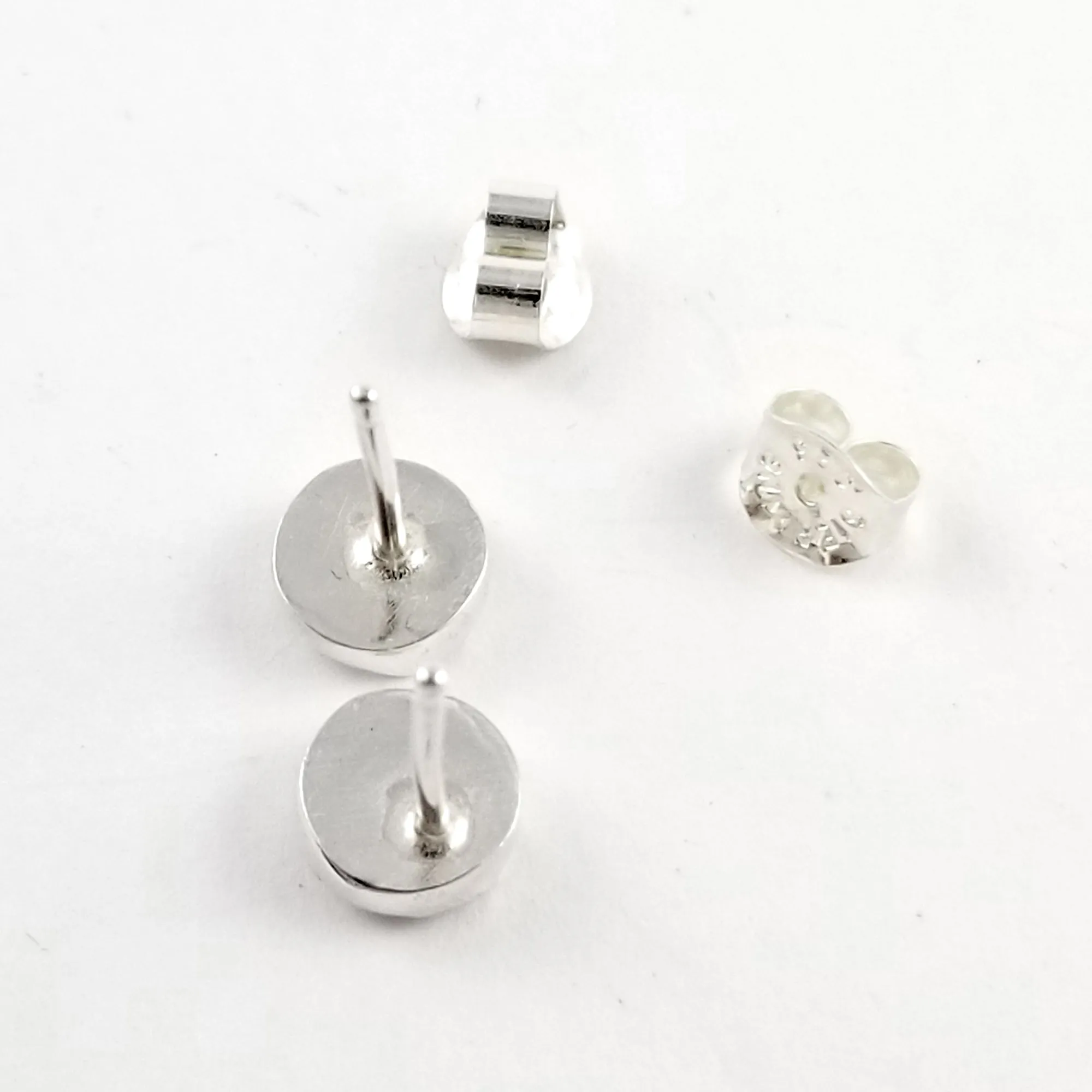 Sterling Silver Stieff Rose Spoon Stud Earrings