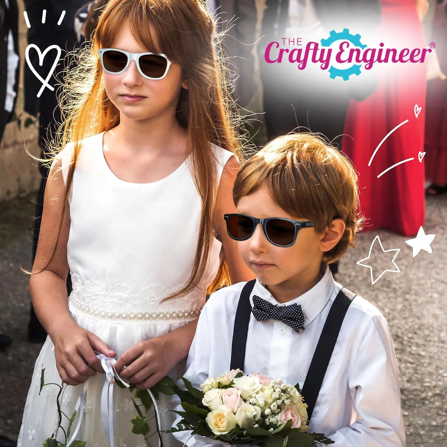 The Crafty Engineer Ring Bearer & Flower Girl Proposal Gifts - Chic Sunglasses for Little Boys & Girls, Perfect Ring Bearer (Black (Ring Security))